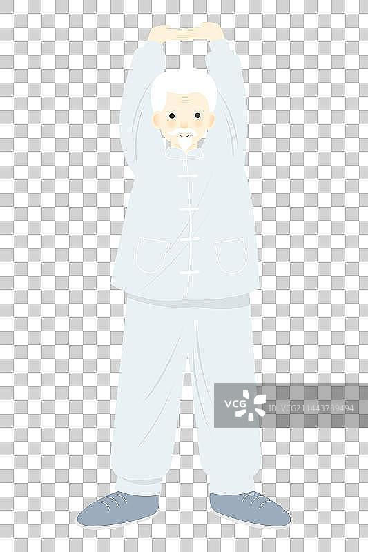 传统男性老人老年人退休养老养生八段锦锻炼身体退休生活健康图片素材