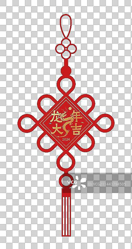 中国传统节日春节龙年新年红色剪纸风格2024矢量插画图片素材
