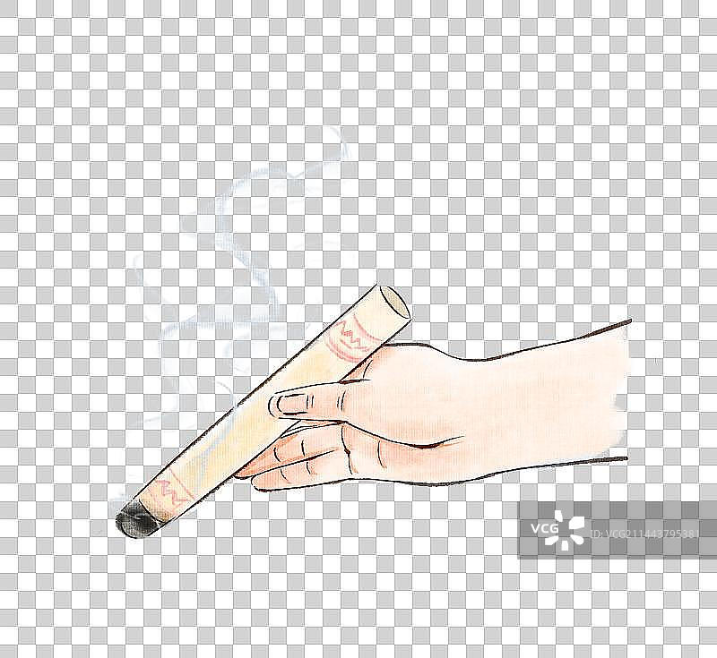 手绘水墨艾灸手部特写免抠元素图片素材