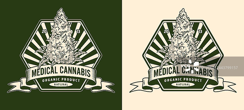 医用大麻单色详细贴纸图片素材