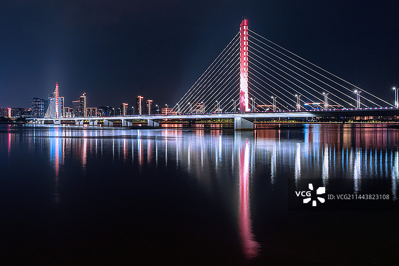 杭州西兴大桥夜景图片素材