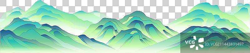 千里江山国潮插画元素图片素材