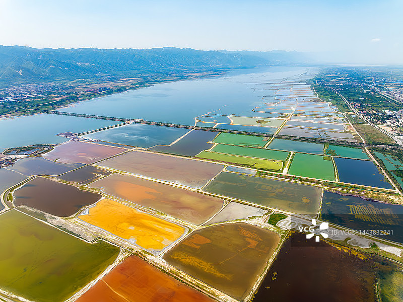 山西省运城市“中国死海”运城盐湖夏季户外风光航拍图片素材
