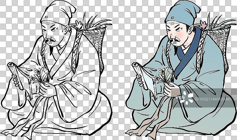 老中医李时珍采草药编写本草纲目人物元素图片素材