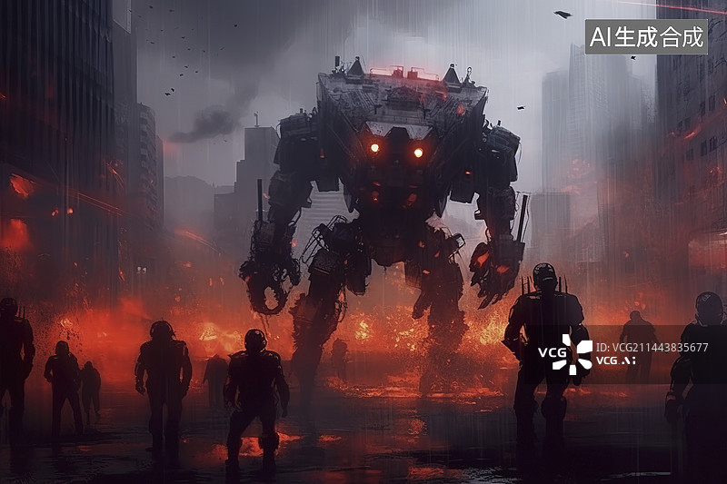 【AI数字艺术】战争机器人图片素材
