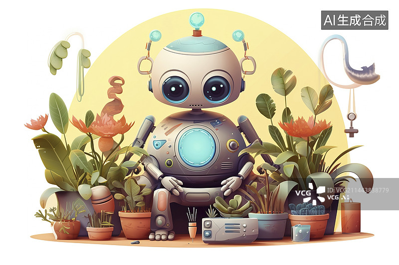 【AI数字艺术】可爱的机器人宠物图片素材