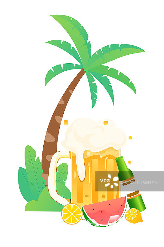 卡通节日啤酒节扁平矢量插画图片素材