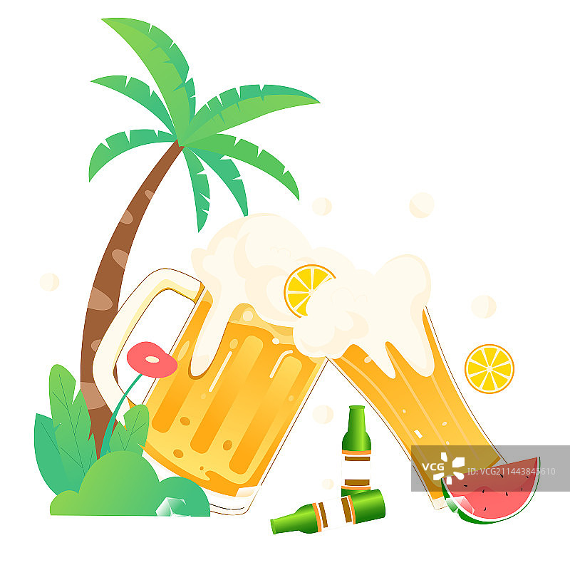 卡通节日啤酒节扁平矢量插画图片素材