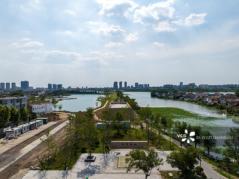 高视角航拍周口淮阳陈楚故城古城墙图片素材