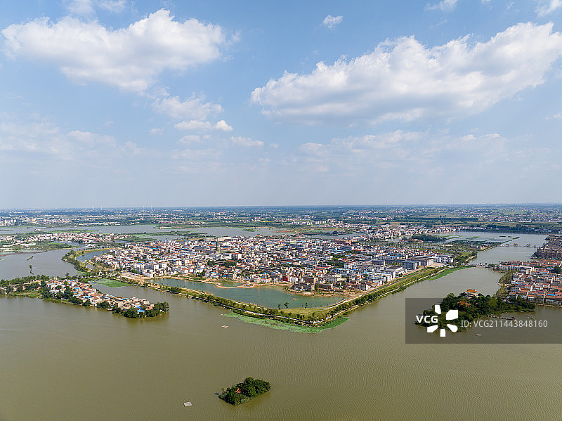 高视角航拍周口淮阳国家湿地公园 龙湖图片素材