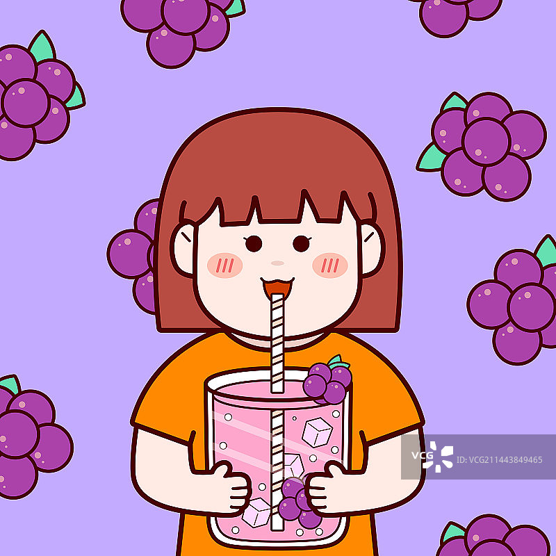 喝葡萄汁插画图片素材