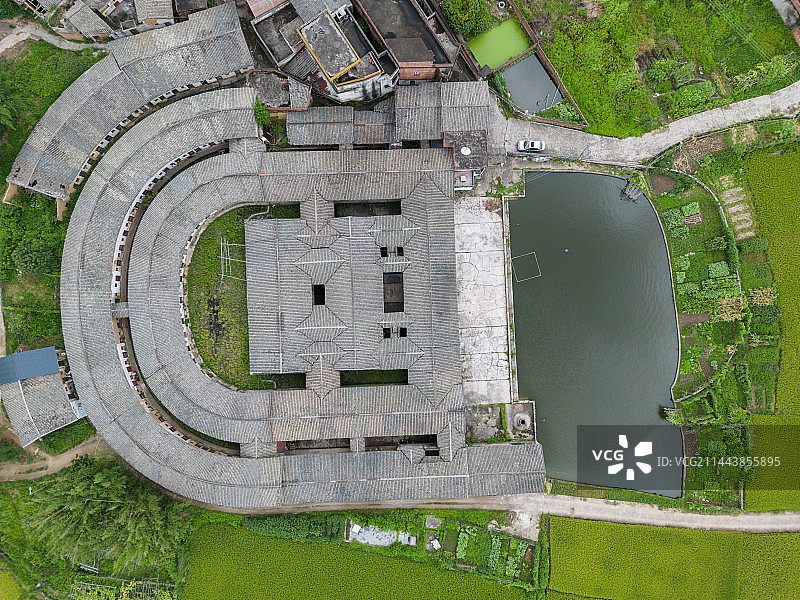 客家围龙屋航拍图片素材