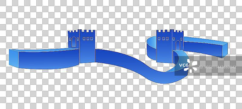 北京长城蓝色科技未来企业地标旅游矢量插画建筑图片素材