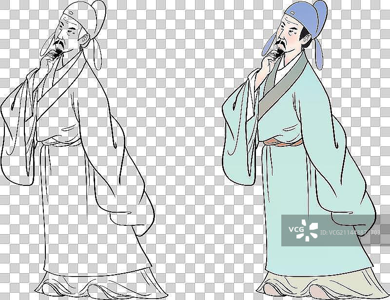 中秋节赏月的诗人李白古代人物元素图片素材