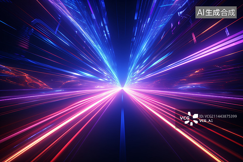 【AI数字艺术】霓虹光纤线条抽象纹理背景，抽象速度线技术背景图片素材