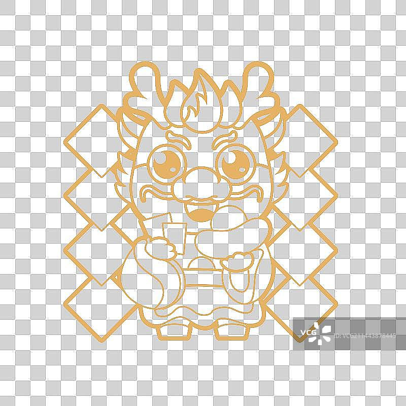 金色龙年卡通生肖元素图片素材