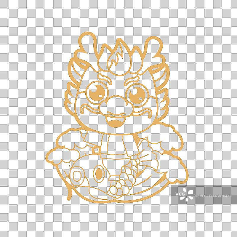 金色龙年卡通生肖元素图片素材