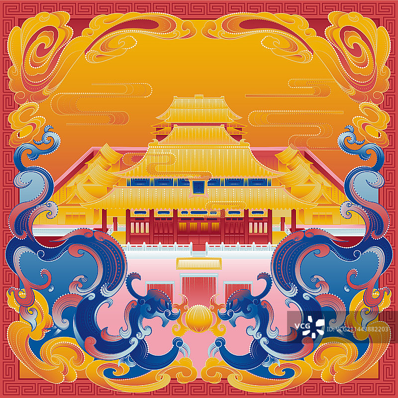 北京故宫国潮插画图片素材