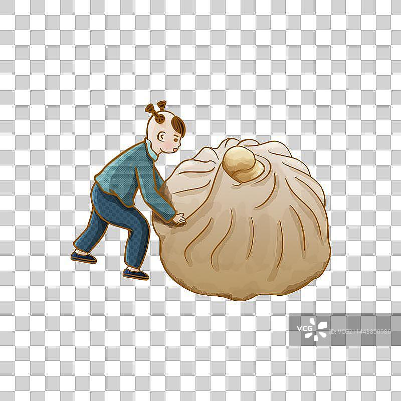 小孩子正在推大包子图片素材