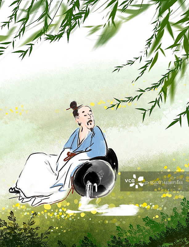 中国传统文化水墨清新国风人物画图片素材