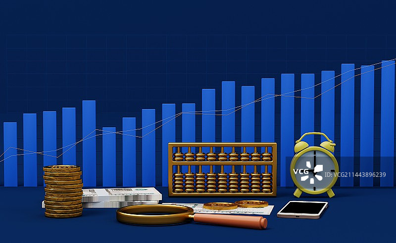 金融理财概念3D渲染图片素材