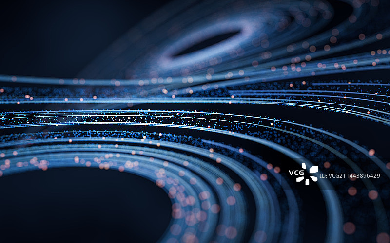 流动的曲线与粒子3D渲染图片素材