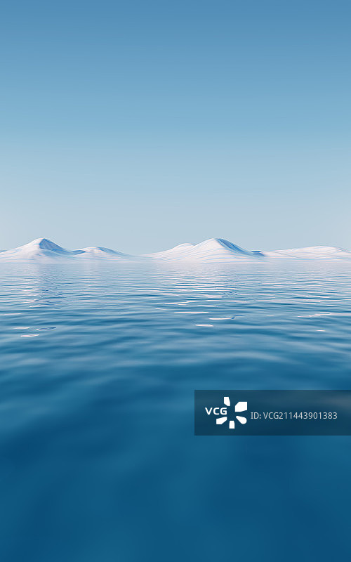 户外水面与地形3D渲染图片素材
