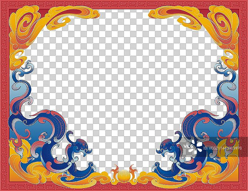 国潮纹样边框设计图片素材