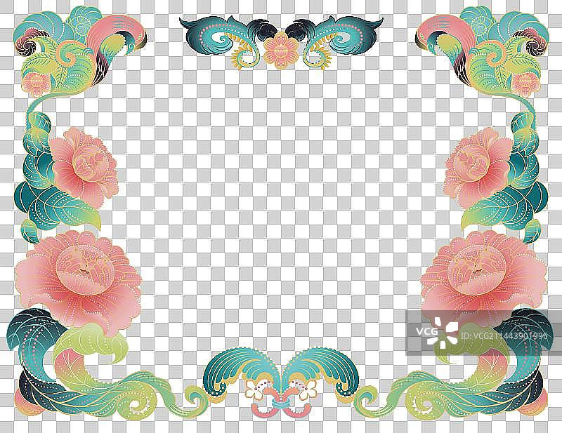 国潮珐琅器纹样装饰边框图片素材