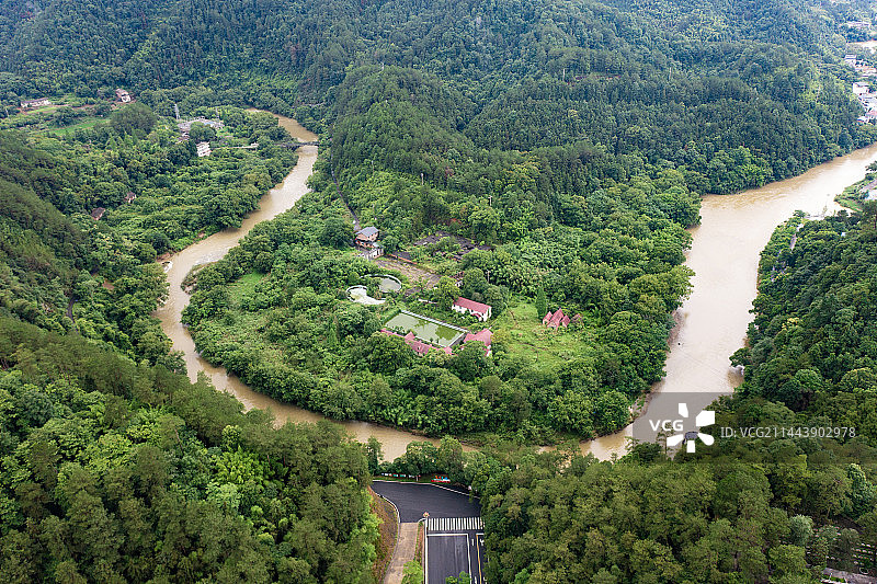 航拍湖南株洲炎陵县城景观图片素材
