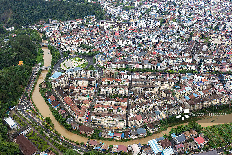 航拍湖南株洲炎陵县城景观图片素材