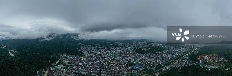 航拍湖南株洲炎陵县城景观图片素材