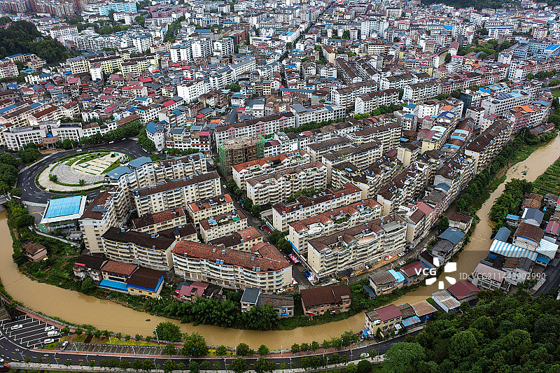 航拍湖南株洲炎陵县城景观图片素材