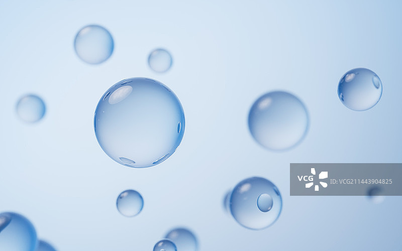 蓝色透明水珠球体3D渲染图片素材