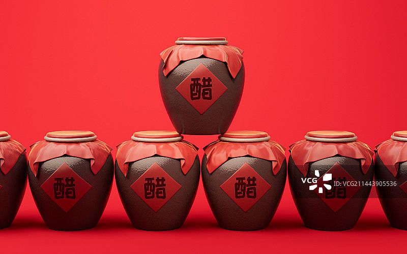 中国风古风醋坛子3D渲染图片素材