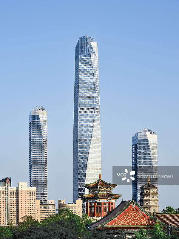 城市天际线 寺庙 风光 古今同框图片素材