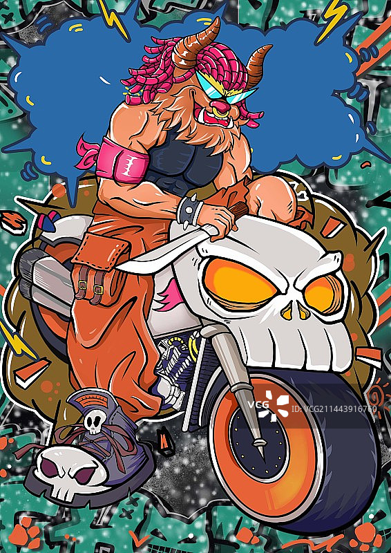 骑摩托车的牛图片素材