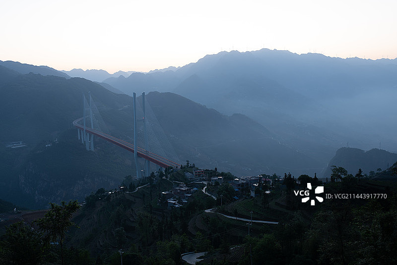 北盘江特大桥村庄风景风光图片素材