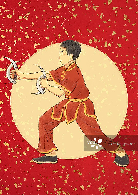 广东武术主题插画图片素材