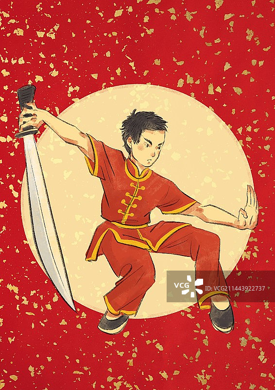 广东武术主题插画图片素材