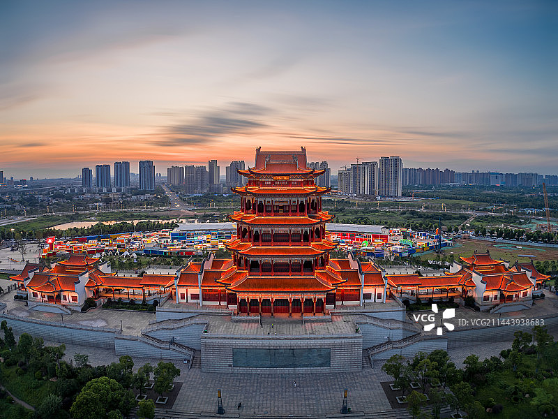 湘潭万楼青年码头夜景图片素材