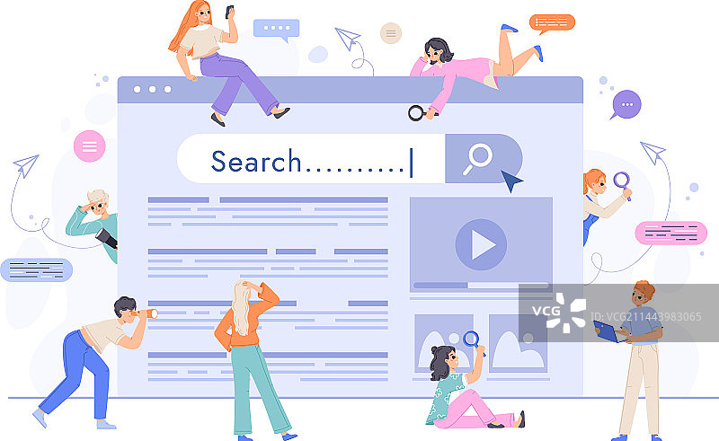 人们搜索工作或商品的网页搜索概念图片素材