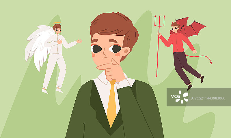 肩上的魔鬼与天使图片素材