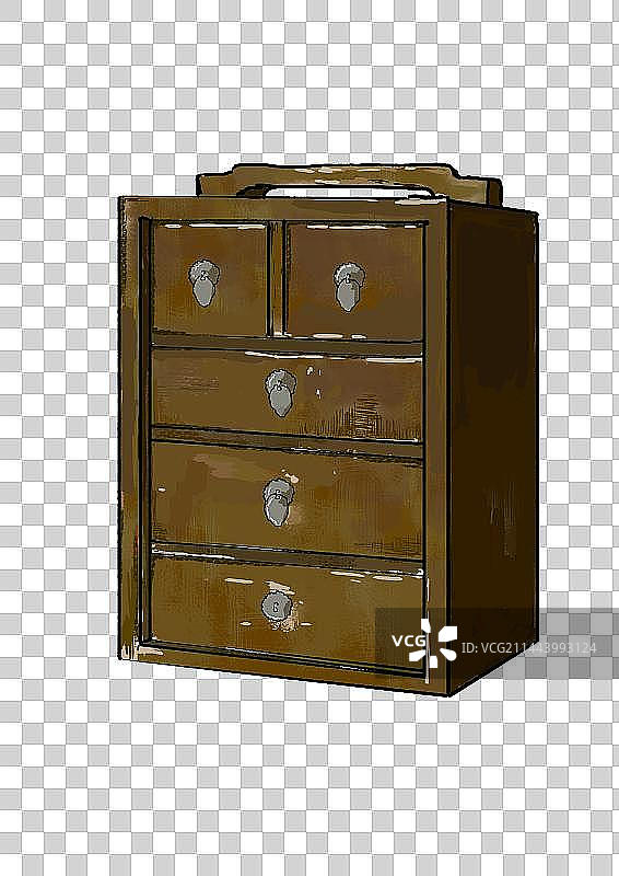 中医木质老药箱图片素材