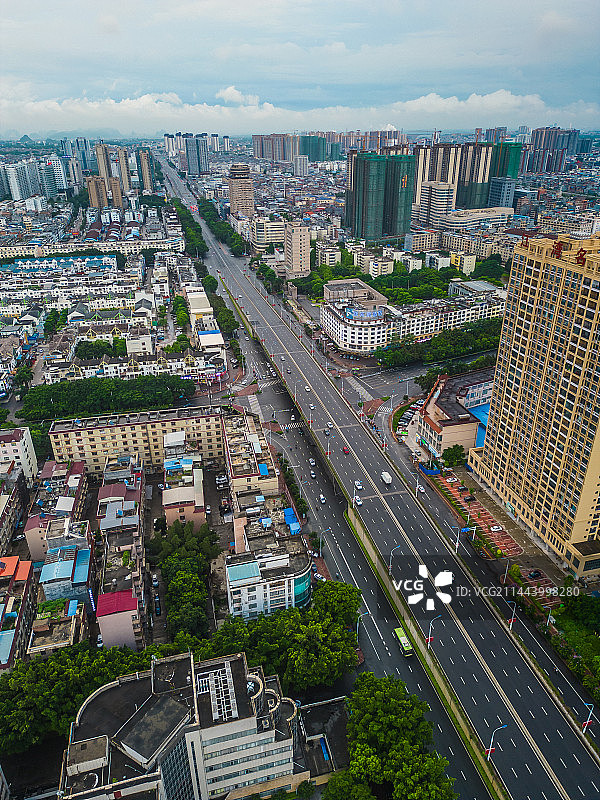 贵港城市风光航拍港北区交通与建筑图片素材