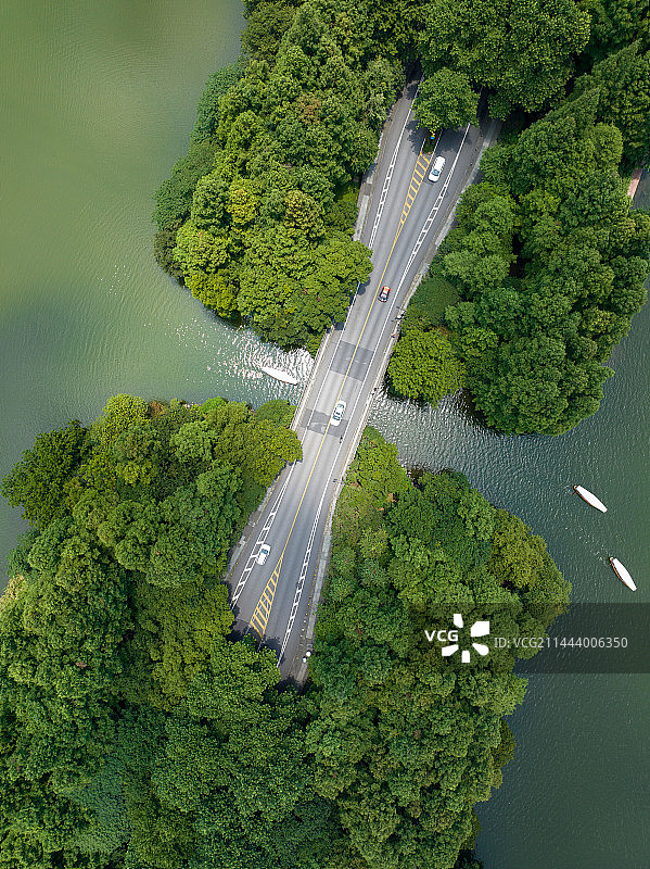 中国杭州西湖风景名胜区杨公堤图片素材