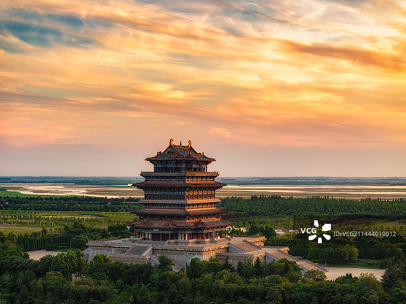 中国古代四大名楼，山西省运城市永济市蒲州镇——鹳雀楼图片素材