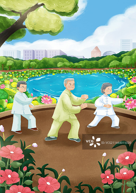 户外运动养生之太极拳图片素材