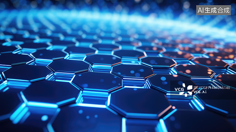 【AI数字艺术】3D抽象科技感立体背景，六边形背景图片素材