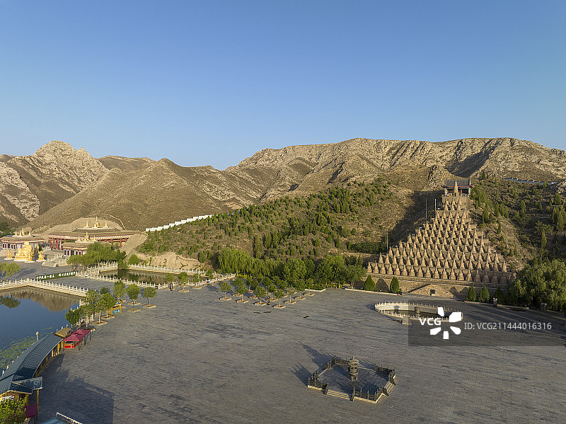 宁夏吴忠市青铜峡市一百零八塔景区航拍图片图片素材